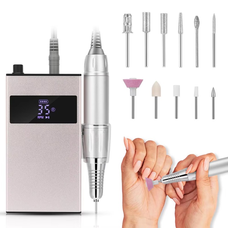 Bærbart spikerborsett med lite støy